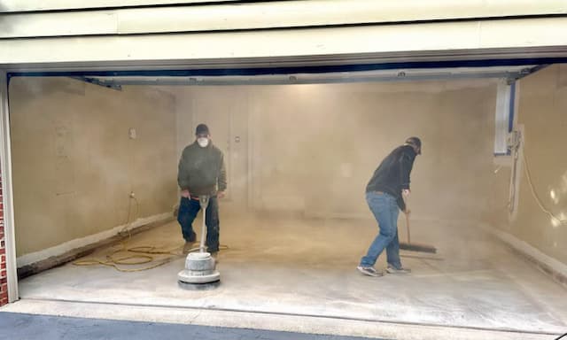 Days 2–3: Epoxy applied after the cement was ground down with a diamond grinder and smoothed perfectly