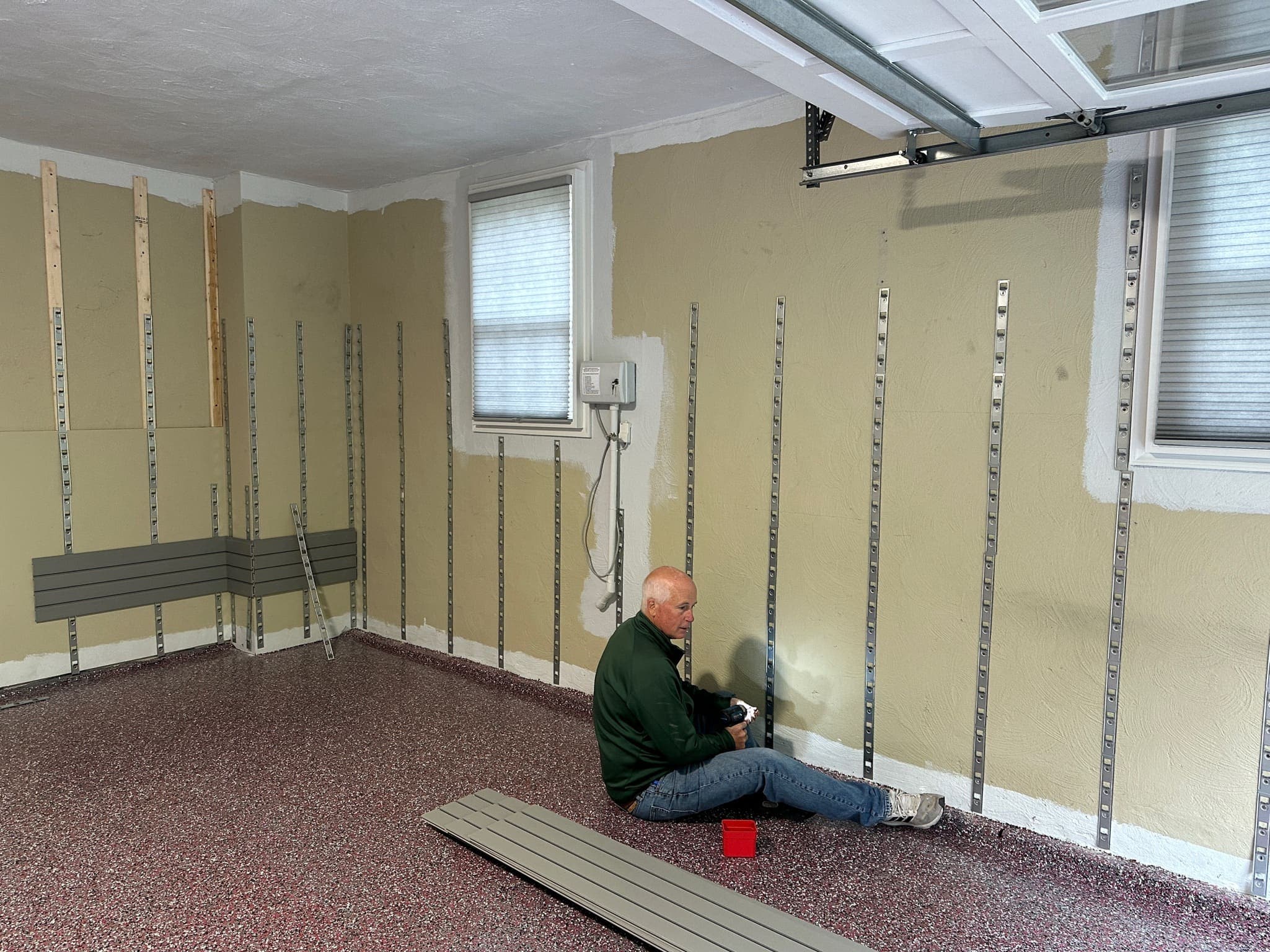 Day 3 – Slat wall brackets installed with no visible screws and perfectly level